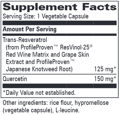 Trans-Resveratrol w/ Quercetin (Progressive Labs) Supplement Facts