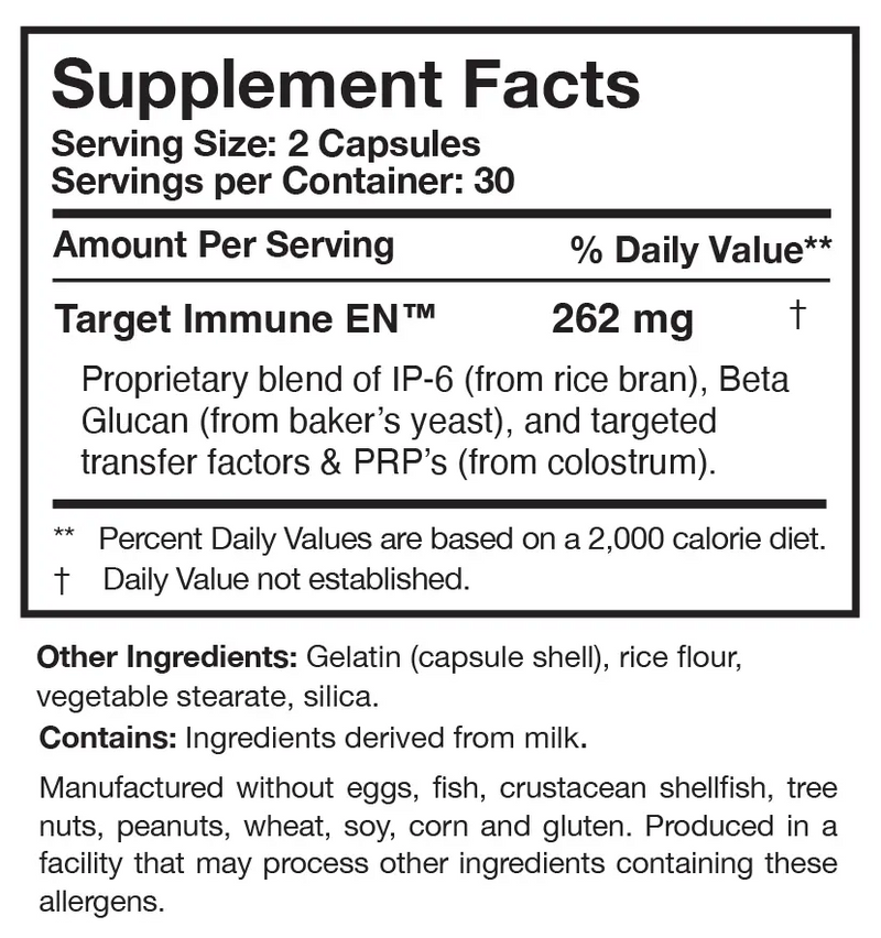 Transfer Factor Enviro Researched Nutritionals supplement facts