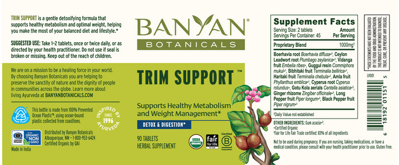 Trim Support Banyan Botanicals Label