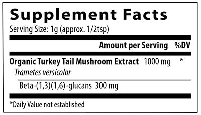 Turkey Tail Mushroom Extract Powder (Real Mushrooms) supplement facts