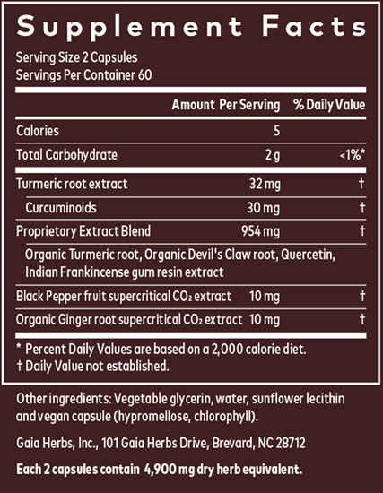 Turmeric Supreme Joint (Gaia Herbs) Supplement Facts