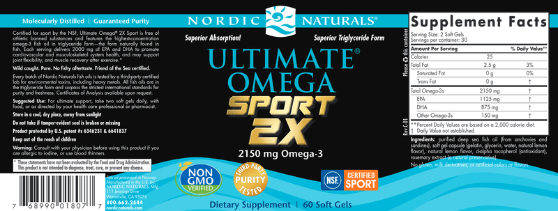 BACKORDER ONLY - Ultimate Omega 2X Sport 60 Soft Gels Lemon