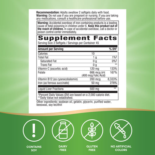 ultimate iron 90 softgels nature's way supplement facts