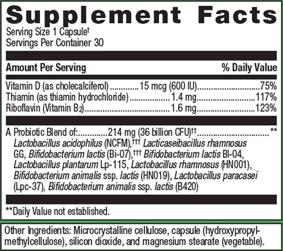 UltraFlora Complete Probiotic (Metagenics) Supplement Facts