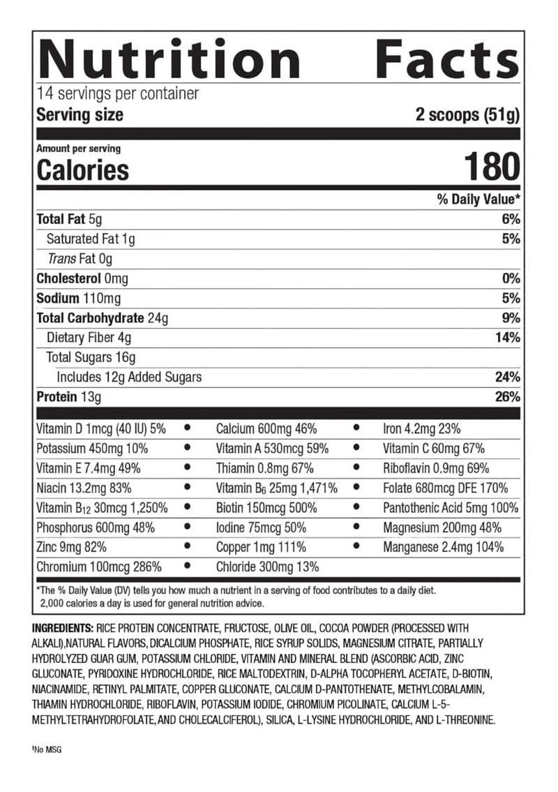 Essential Nutrition Shake Chocolate (Metagenics) Nutrition Facts