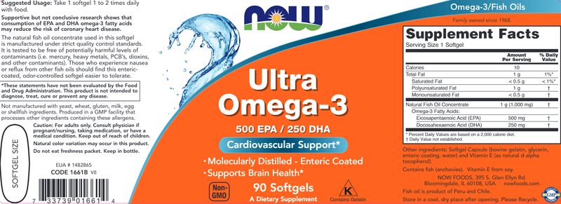 Ultra Omega-3 (NOW) Label