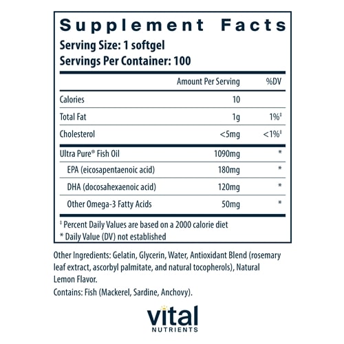 Ultra Pure Fish Oil 350 100ct Vital Nutrients supplements