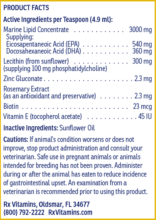 ultra efa for dogs & cats (rx vitamins for pets) product facts