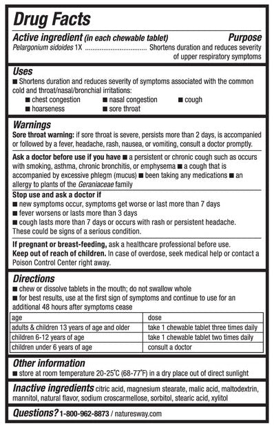 umcka coldcare cherry chewable nature's way drug facts