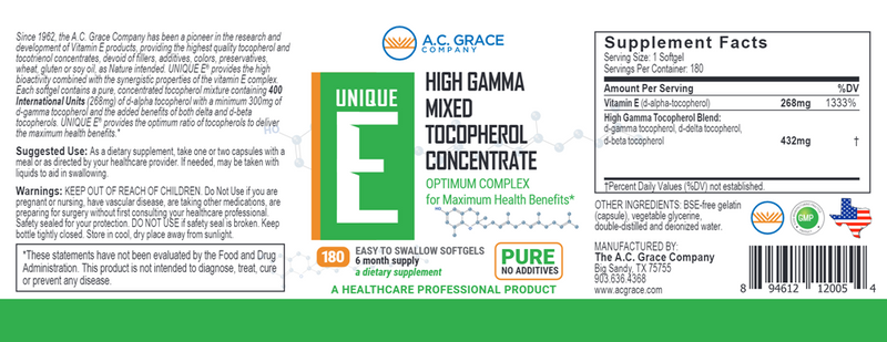 Unique E Tocopherols AC Grace Label