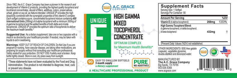 Unique E Tocopherols AC Grace Label