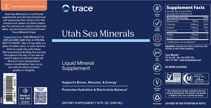 utah sea minerals (trace minerals research) label