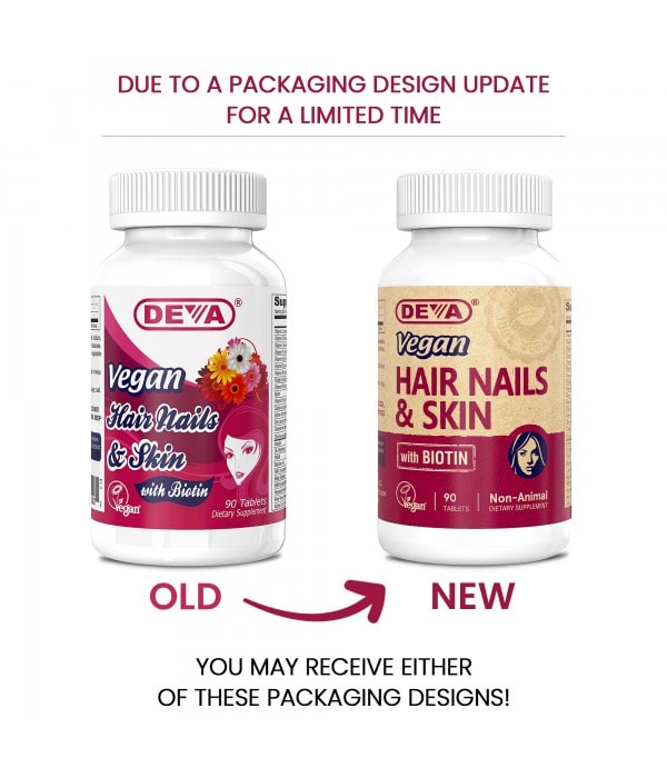 Vegan Hair Nails & Skin (Deva Nutrition LLC) New Packaging