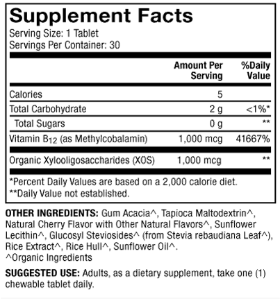 Vitamin B12 Chewable (Dr. Mercola) supplement facts