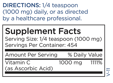 Vitamin C Powder (Metabolic Maintenance) supplement facts