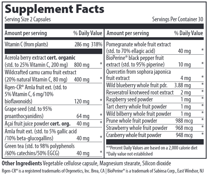 Vitamin C Vibrant Health supplement facts