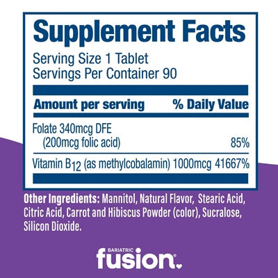 Vitamin B12 Quick Melt Grape Bariatric Fusion supplement facts