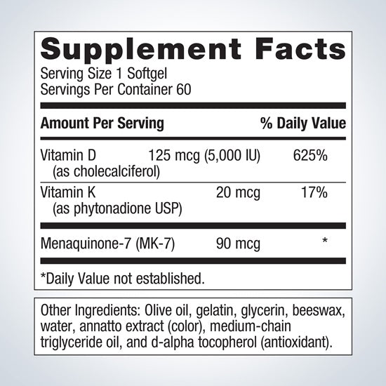 vitamin d3 5,000 with vitamin k metagenics supplement facts