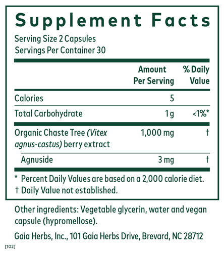 Vitex (Gaia Herbs Professional Solutions) supplement facts