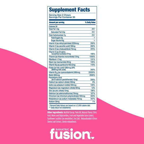 Multivitamin Soft Chews Variety Pack Bariatric Fusion supplement facts