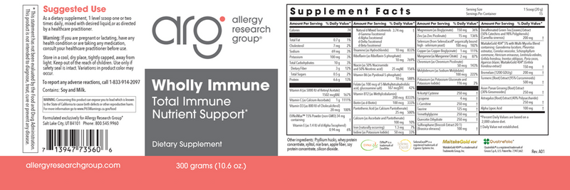 wholly immune powder 300g allergy research group label