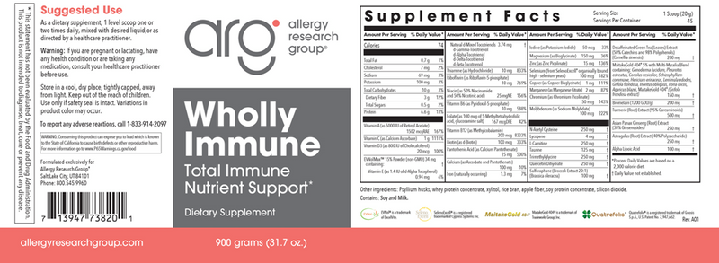 wholly immune powder 900g allergy research group label