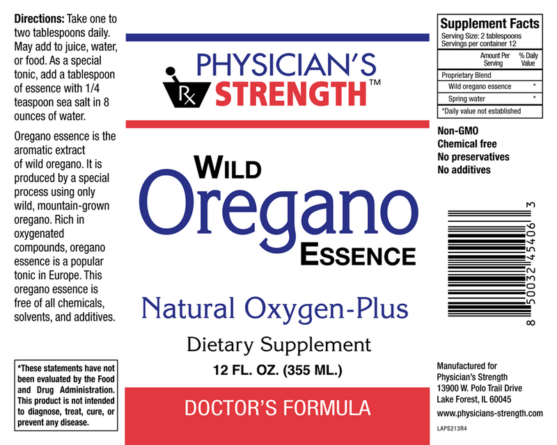 Wild Oregano Essence (Physicians Strength) Label