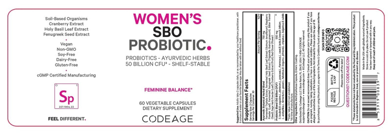 Women's SBO Probiotic (Codeage) Label