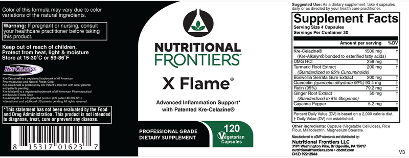 X Flame Nutritional Frontiers Label