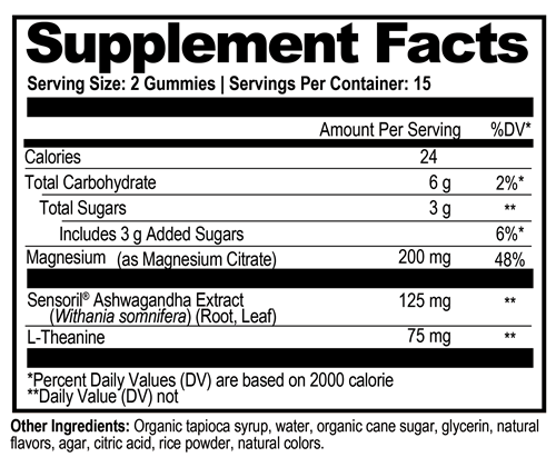 Zen Magnesium Gummies Natural Stacks supplement facts