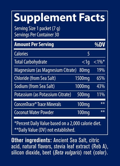 zerolyte salty berry lemonade (trace minerals research) supplement facts