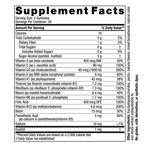 zero sugar multivitamin gummies nordic naturals supplement facts