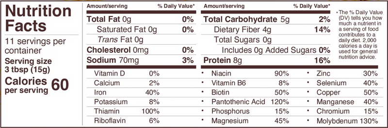 Zesty Nutritional Yeast Blend (Foods Alive) nutrition facts