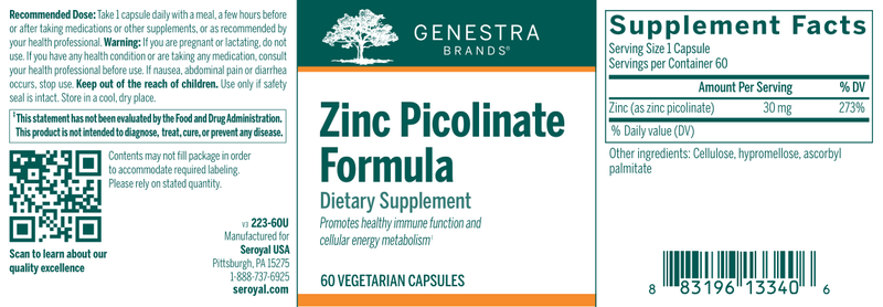 BACKORDER ONLY - Zinc Picolinate Formula