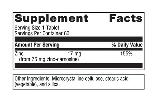 Zinc Carnosine Complex (Metagenics) Supplement Facts