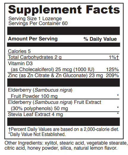 zinc lozenge elderberry davinci labs supplement facts