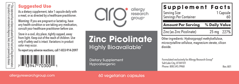 zinc picolinate allergy research group label