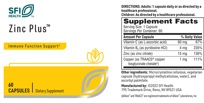 zinc plus sfi health label