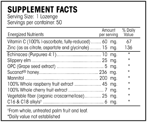 Zinc+Throat Guard Lozenges Perque supplement facts