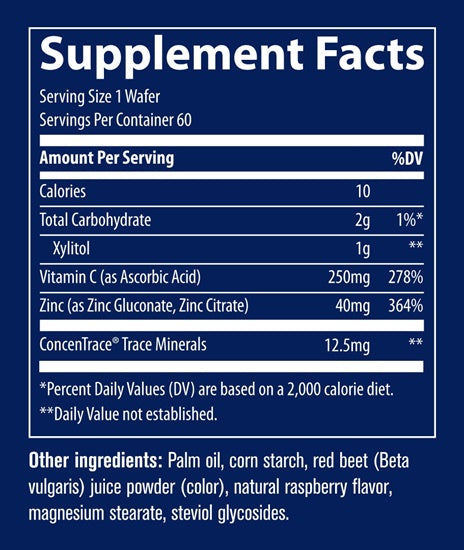 zinc + vitamin c chews (trace minerals research) supplement facts