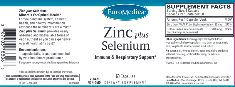 Zinc plus Selenium (Euromedica) Label