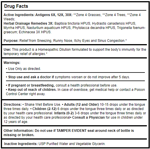 Allergena Zone 4 KIDS Progena Drug Facts