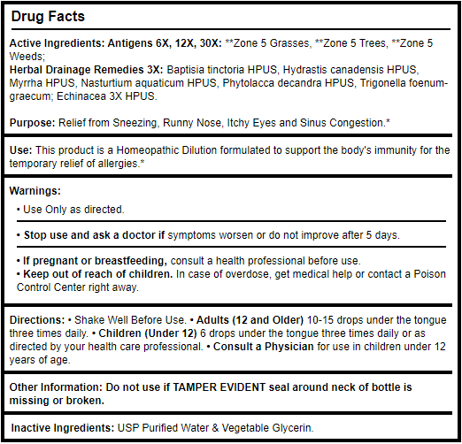 Allergena Zone 5 KIDS Progena Drug Facts