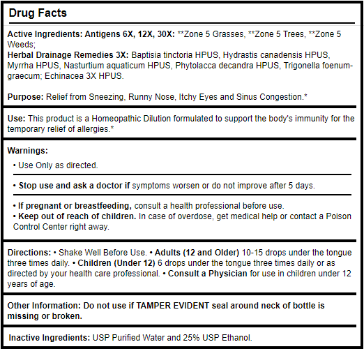 Allergena Zone 5 Progena Drug Facts