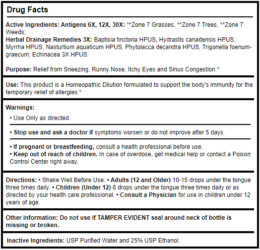 Allergena Zone 7 Progena Drug Facts