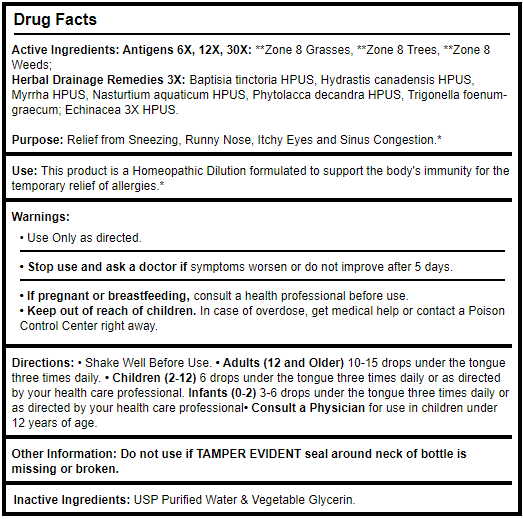 Allergena Zone 8 KIDS Progena Drug Facts