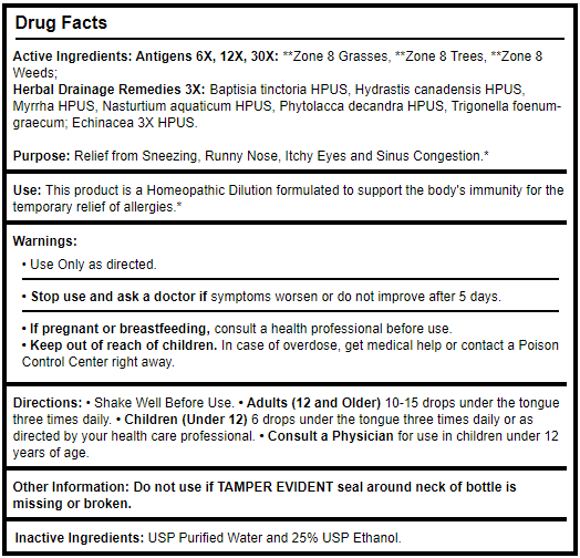 Allergena Zone 8 Progena Drug Facts