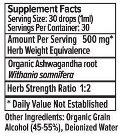 Ashwagandha Liquid Extract Organic (Banyan Botanicals) supplement facts