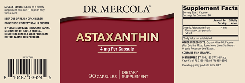 Astaxanthin (Dr. Mercola) Label