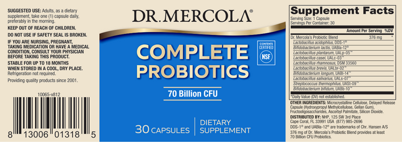 Complete Probiotics 70 Bill CFU 30 Count